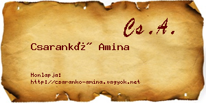 Csarankó Amina névjegykártya